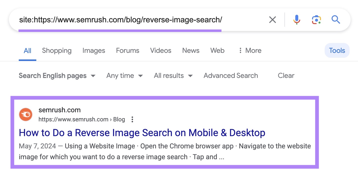 site search on Google for a specific page from "sr03.myamztools.com" with the indexed result highlighted